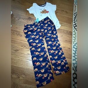 Old Navy Navy Blue & White Reindeer Pajama Set